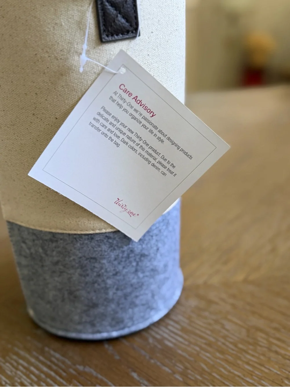 NWT Thirty-One Felt Wine & Gift Bag Bundle (Set of 2) – Natural Canvas & Gray